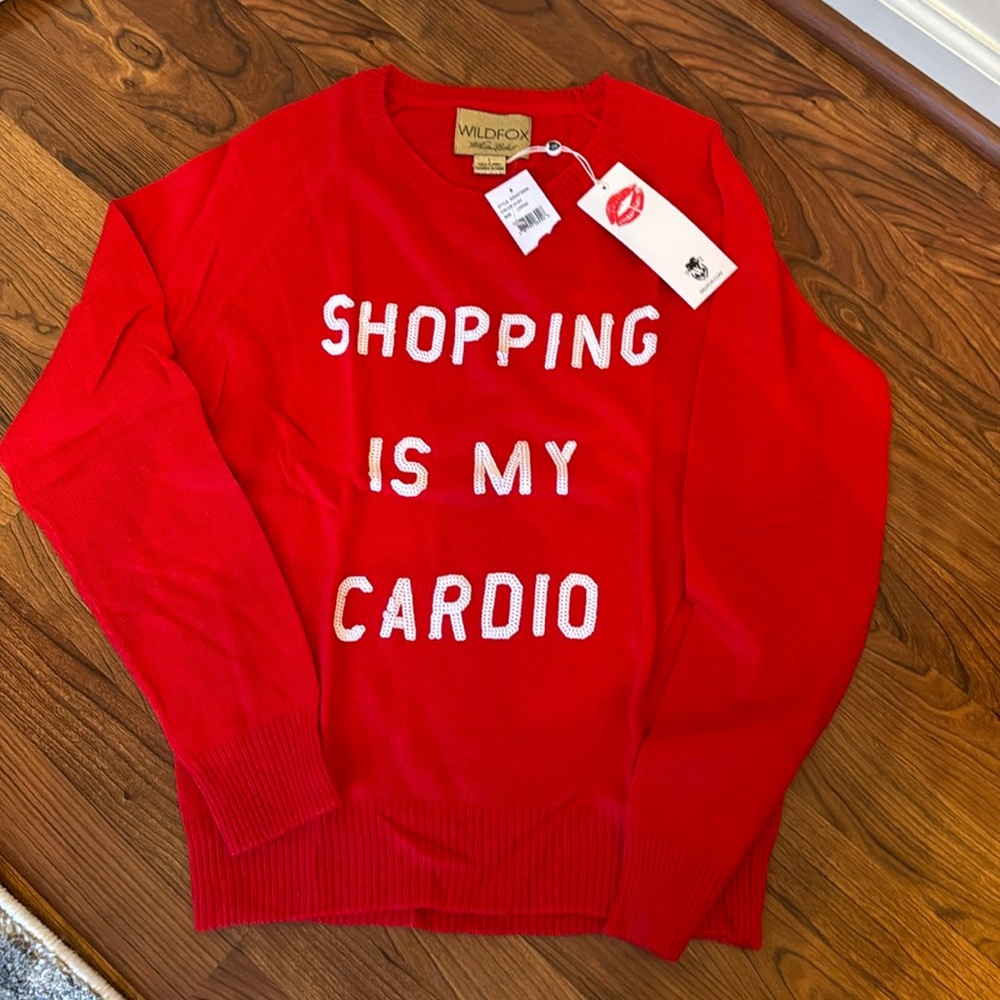 NWT Shopping is my Cardio sweater